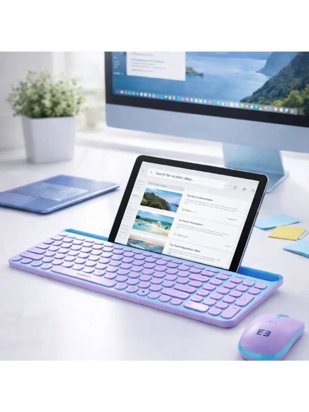 Dual Connection Bluetooth USB Keyboard Mouse Combo for iPad Tablet Laptop PC